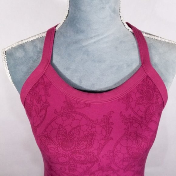 Lululemon Cute Pink Floral Built-In Bra Tank Top - Picture 2 of 7